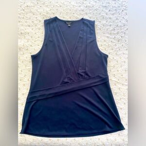 Banana Republic Sleeveless Navy Blouse with Rouching Details- Size M